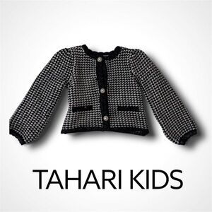 : : TAHARI Kids Chevron Cardigan Sweater Jacket w/ Pearl Button Details : :